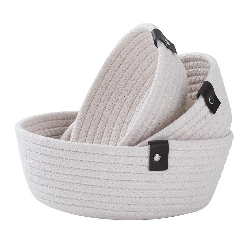 Nordic Cotton Rope Woven Storage Basket - Desktop Organizer for Sundries & Cosmetics