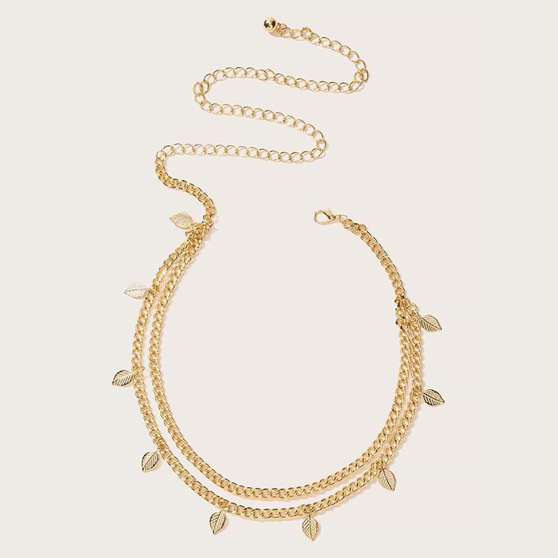 Bohemian Waist Chain For Women With Shell And Leaf Motifs And Metal Finish