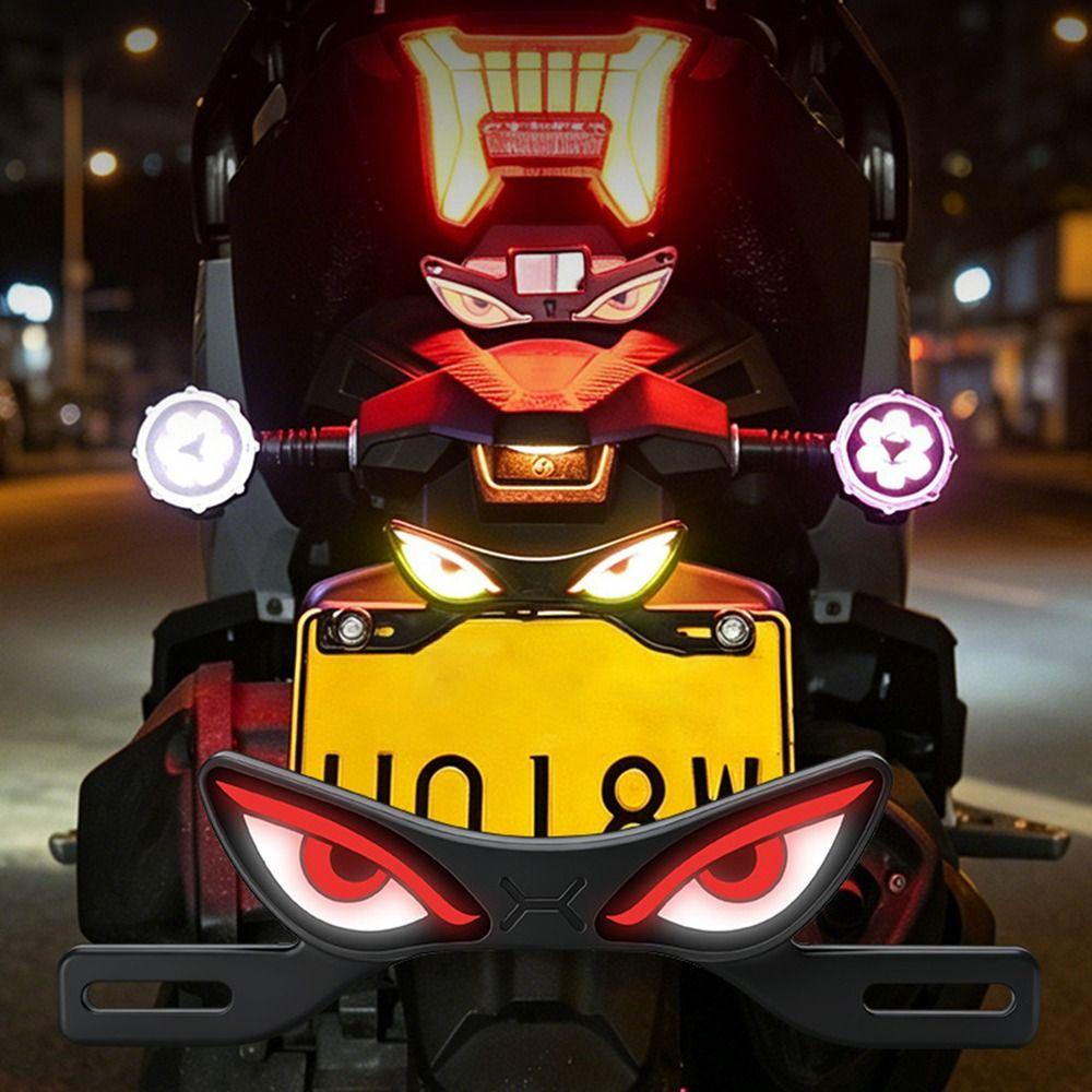 Strobe Mode Motorcycle License Plate Light Waterproof Rear Warning Lamp  Motorcycle Accessories
