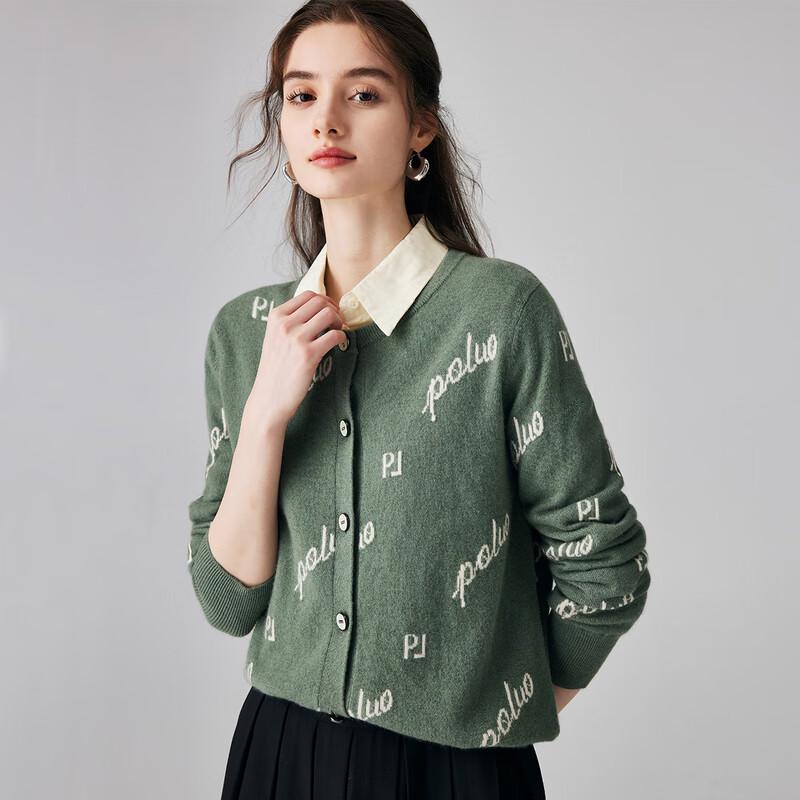 

PALUOPO Women s Logo Jacquard Pure Cashmere Cardigan L 165/105