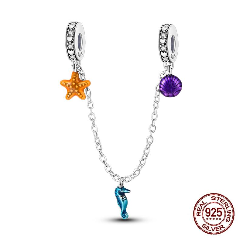 Copper Starfish Crab Butterfly Safety Chains Spacer Beads Designer Charms Fit Pandach Original Bracelet Handmade DIY Fashion Jewelry