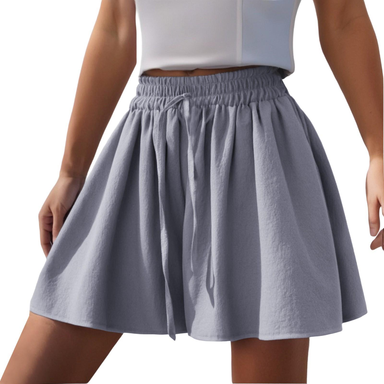 

Женские шорты с высокой талией и шнурком до колена, эластичные удобные шорты с карманами XXL