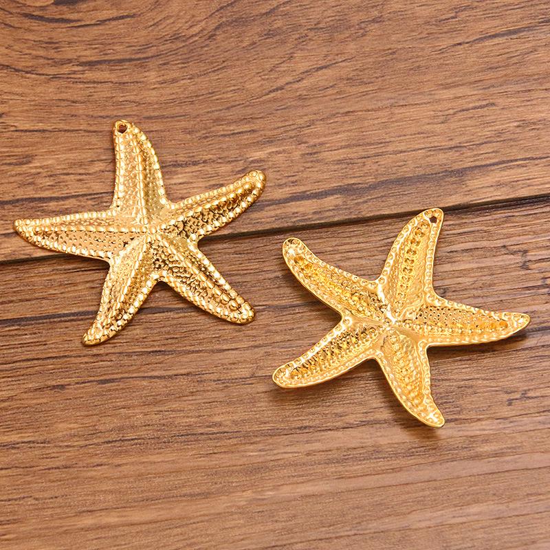 Bi-Color 304 Stainless Steel Starfish Pendant with Real Gold Electroplating