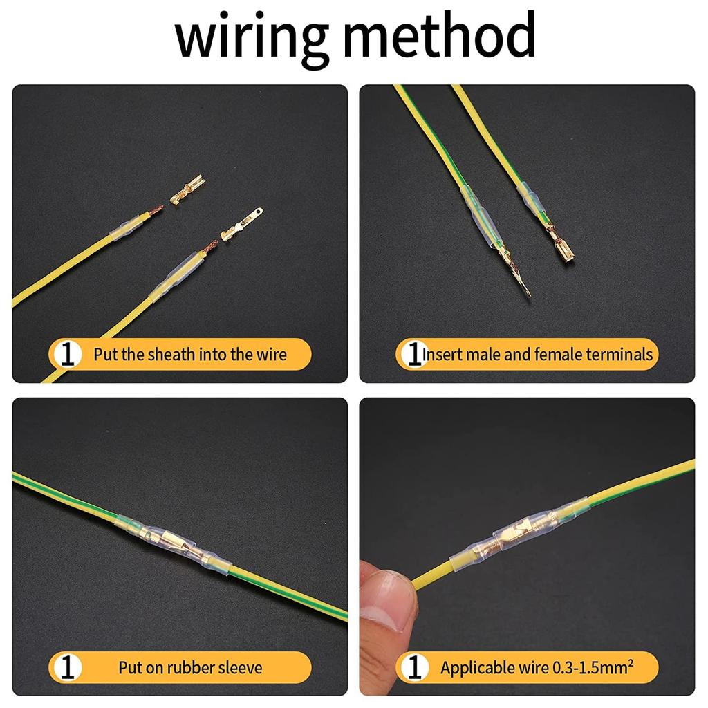 150 Pcs 2.8/4.8/6.3mm Quick Splice Male and Female Wire Spade Connectors, Wire Crimp Terminal Block Assortment Kit with Insulating Sleeve, for