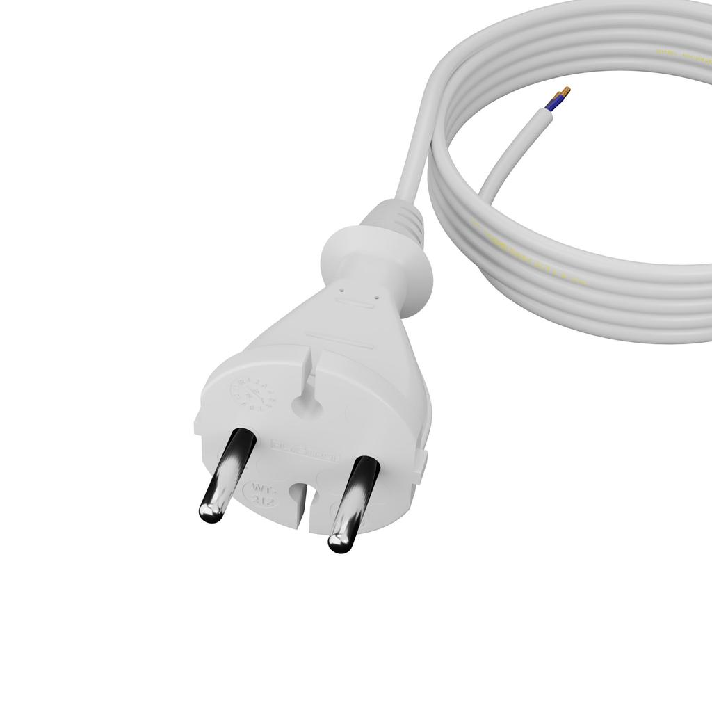 Przewód Przyłączeniowy Kabel Z Wtyczką Prostą 4M 2X1Mm2 Typ E Biały