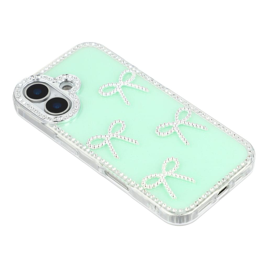 For iPhone 17 Case Rhinestone Edge Butterfly Bow Decor TPU+PC IMD Phone Cover