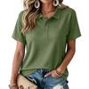 Women's Short Sleeve Shirt Breathable Casual Color Reinforced Collar Top for Outdoor Daily Wear