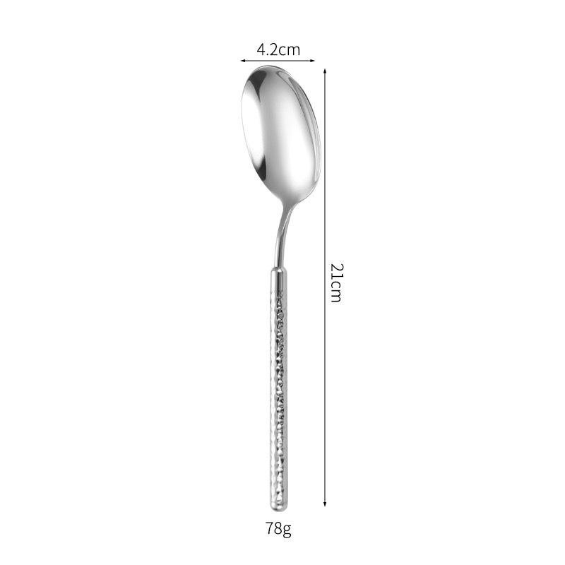 304 Stainless Steel Hammered Handle Cutlery Set: Diamond Pattern Knife, Fork, Spoon
