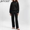 BITCED Fashionable High-neck Suit for Autumn and Winter In Solid Colors Is Versatile and Can Be Worn with A Two-piece Knitted Top and Casual Pants