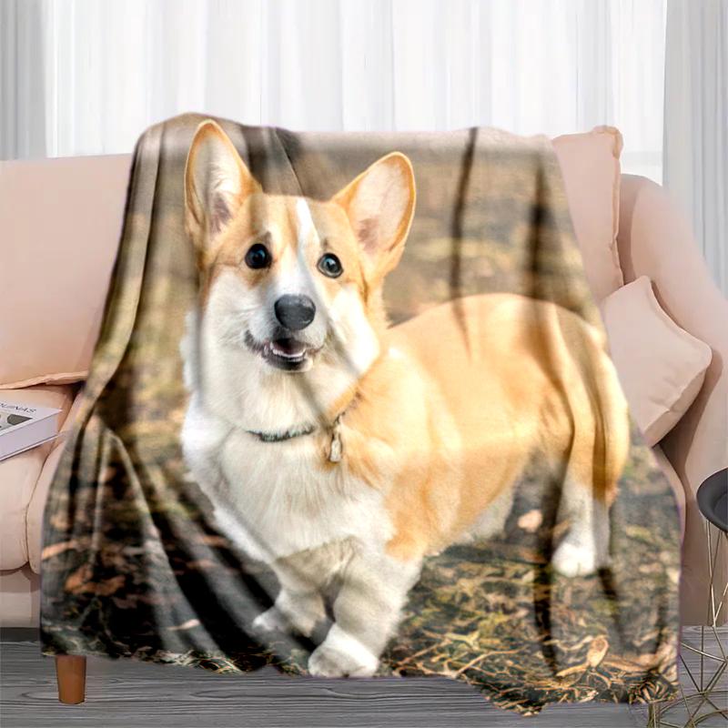 1PC Dog cute printed blanket, all season lightweight home office outdoor nap multifunctional blanket A8