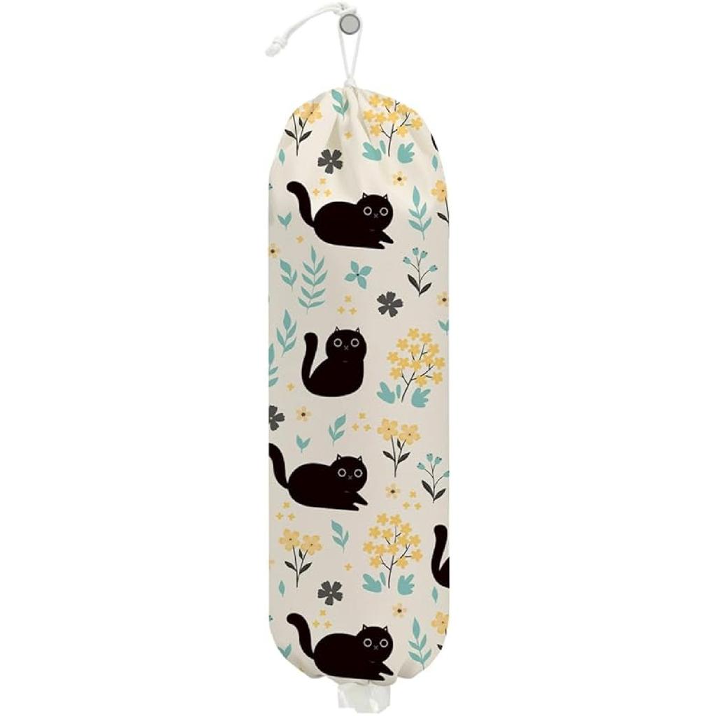 2Pcs Bee Plastic Bag Holder, Wall Mount Grocery Bag Holder for Plastic Bags, Sunflower Reusable Grocery Bags Storage Dispenser for Home Kitchen