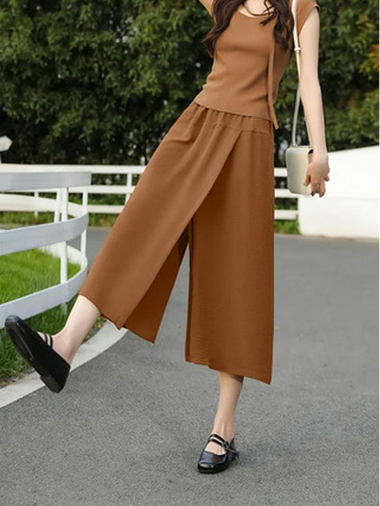 2025 Women's Plus Size High Waist Summer Skirt Pants - Loose, Slimming, Thin Fit