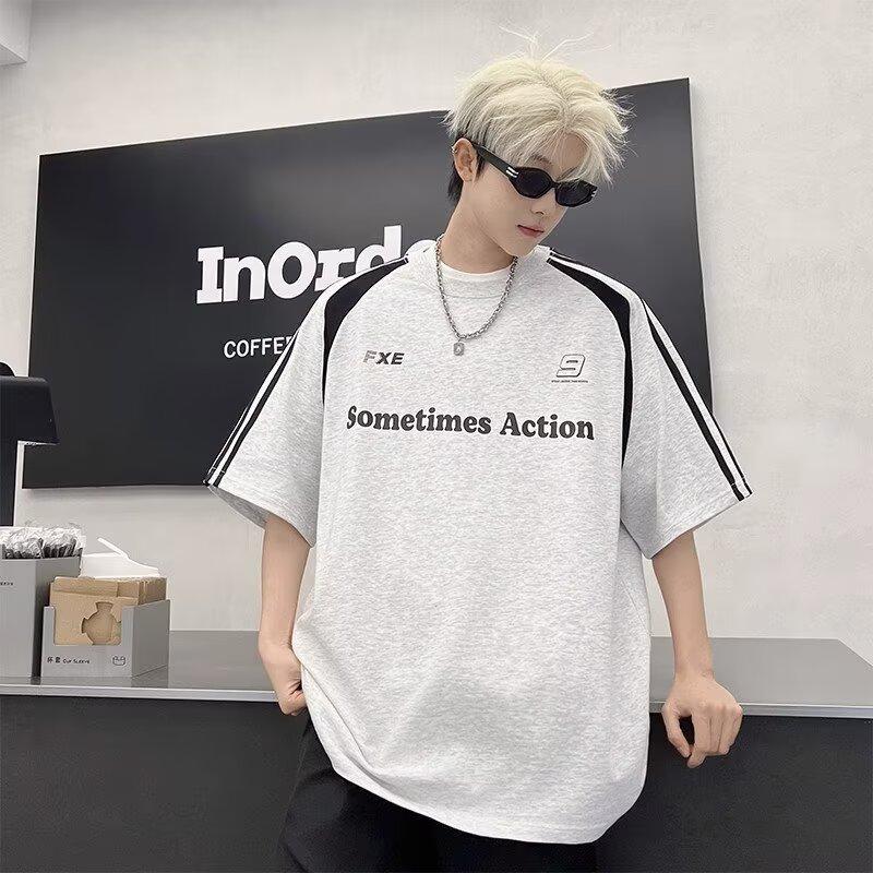 Short Sleeve T T-shirt Men's Fashion Brand Summer Loose Half Sleeve2025New Internet Hot Fashionable Ins Simple Printed Top