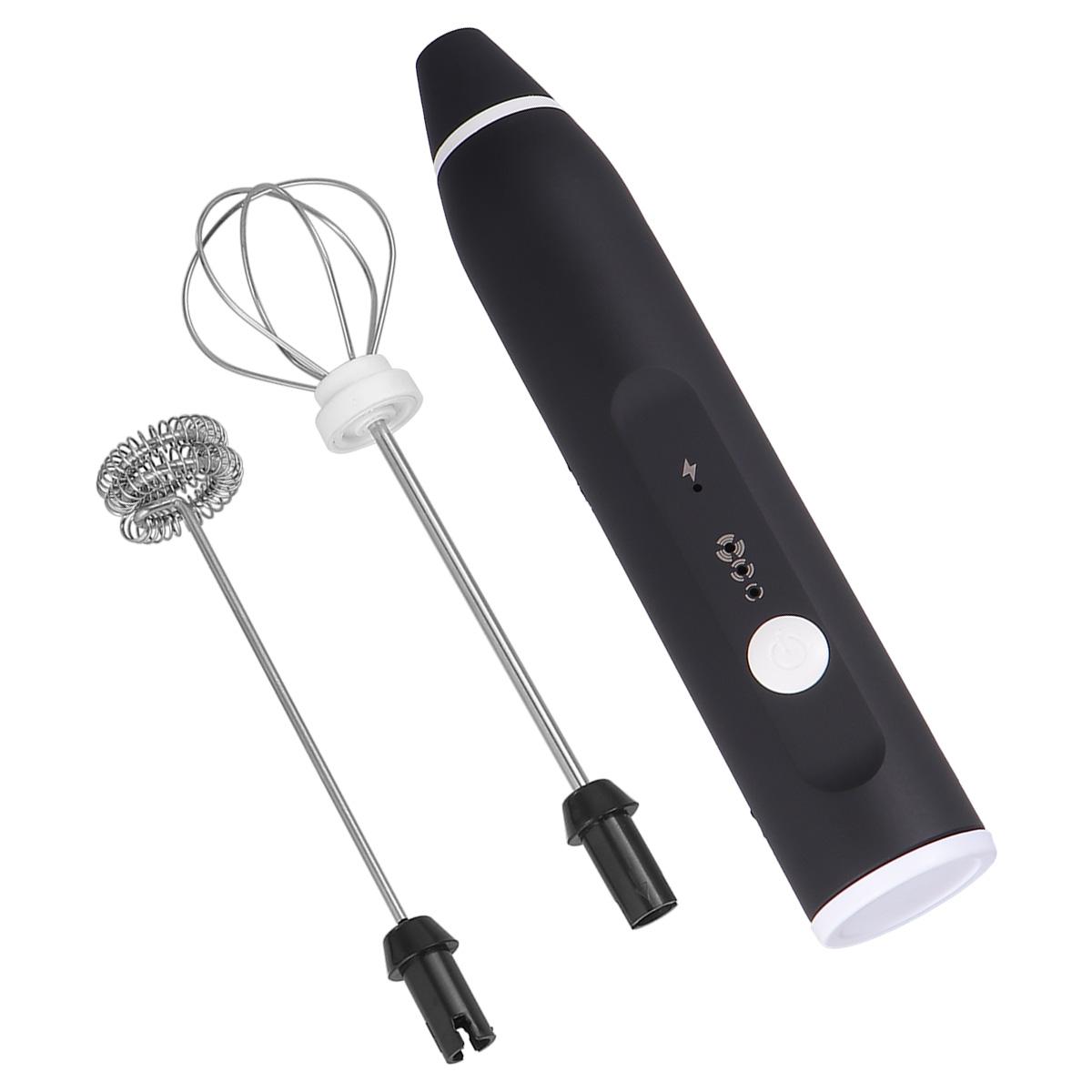 

1 шт. 2-в-1 USB венчик-миксер для молока, вспениватель молока, 3 уровня, перезаряжаемый венчик, ручной инструмент для кофе, белый чёрный