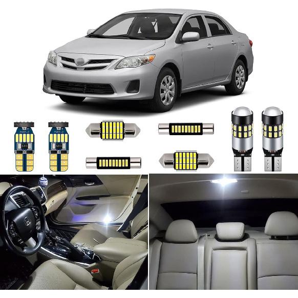 6 Piece White LED Interior Lights Kit for Toyota Corolla 2003 2004 2005 2006 2007 2008 2009 2010 2011 2012 Super Bright 6000K Interior LED Light