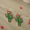 Christmas Little Red Riding Hood Green Cactus Pendant Earrings Premium Versatile