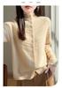 Women's Autumn/Winter 2026 Cashmere Thick Knit Cardigan Sweater with Half-High Neck