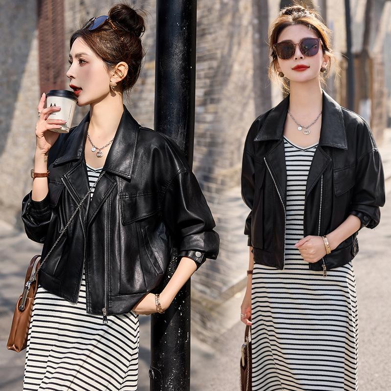2025 Frühling/Herbst Damen Kurze Lammlederjacke - Lässig, Lockerer Modemantel