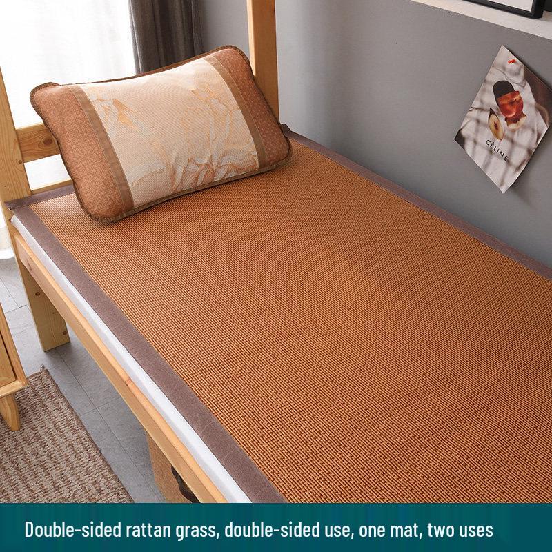 Dual-Sided Bamboo Straw Summer Mat for Student Dorms, Single & Bunk Beds - Home Ice Silk Cooling Mattress