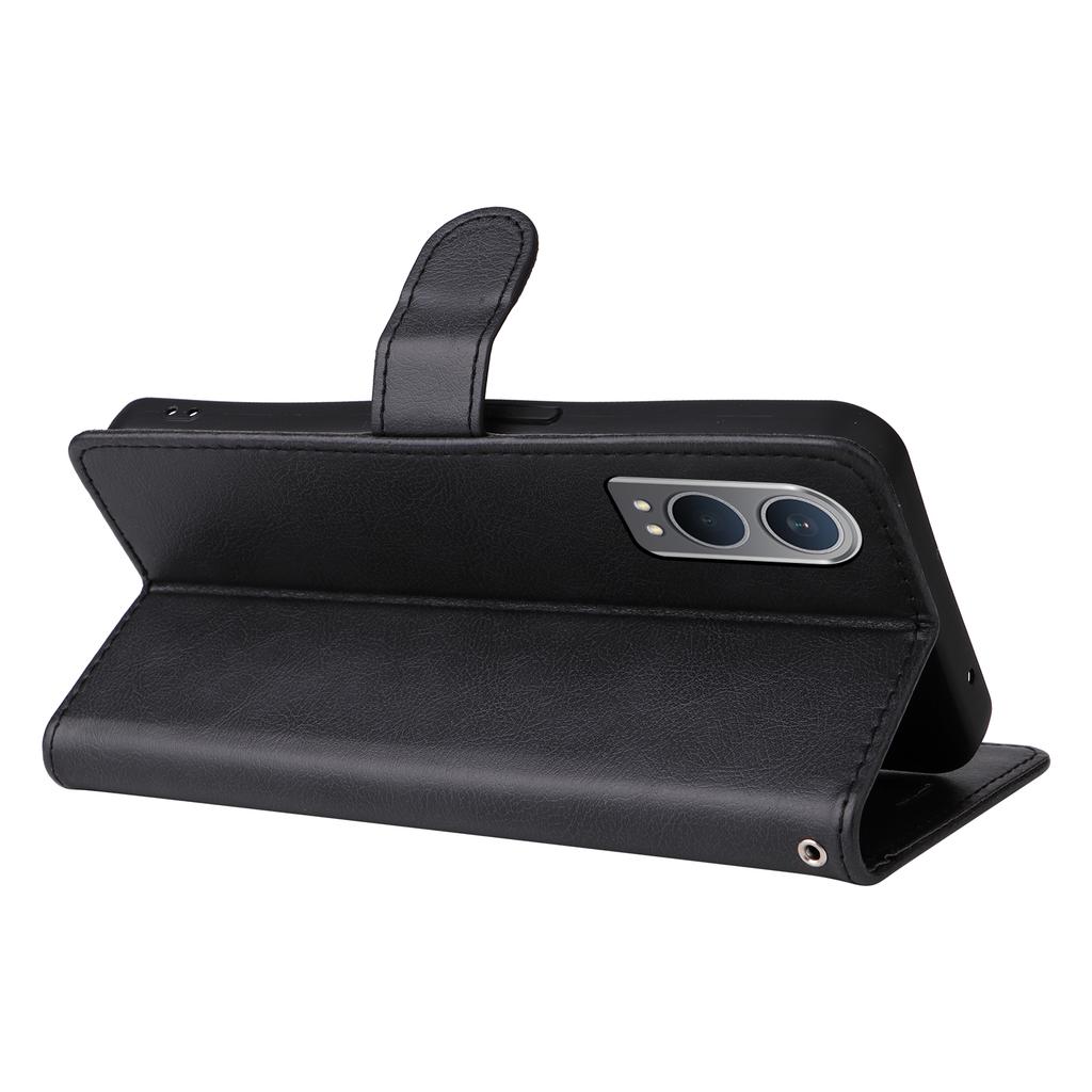 For OnePlus Nord CE4 Lite 5G/Oppo K12x 5G (China) Case Solid Color Leather Mobile Cover Wallet Stand with Strap