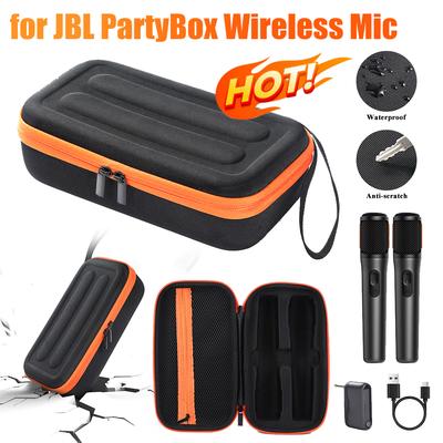Bolsa Portátil para Armazenamento de Microfones Anti-Arranhões Estojo Rígido de Viagem Organizador de 2 Compartimentos Caixa de Armazenamento para Microfone Sem Fio JBL PartyBox e Acessórios