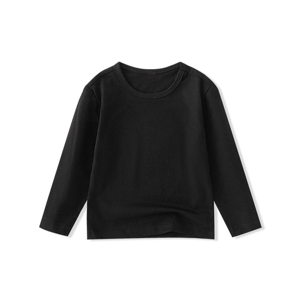 Boy And Girls Solid Color Long Sleeved T-shirt Round Neck Solid Color T-shirt