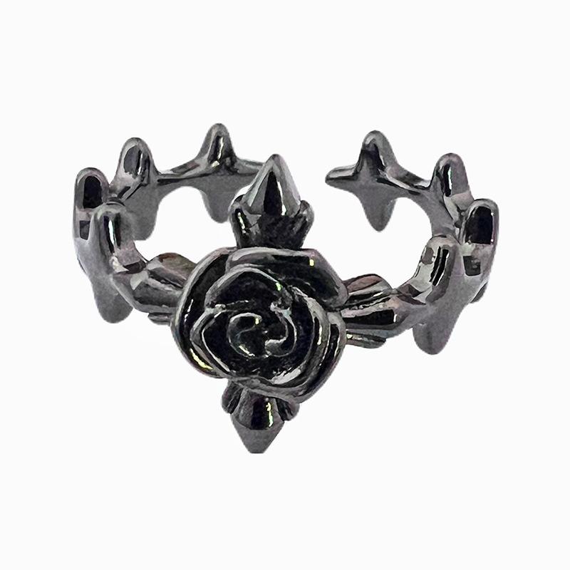 Niche Design Cold Wind High Sense Open Ring Cross Set Dark Personality Retro Index Finger Ring