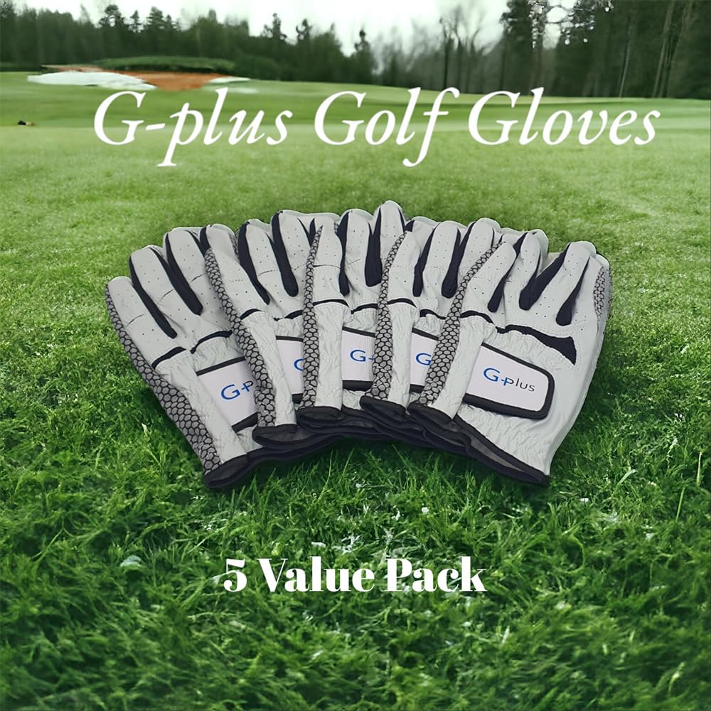 Golf Glove Set of 5 White G-plus (M(23), (Black-line))