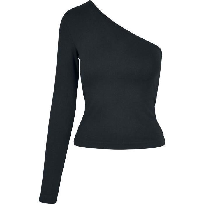 Débardeur Femme - Urban Classics - Haut Manches Longues Asymétrique - Noir - Slim Fit