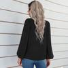Women Autumn Solid Color Round Neck Pullover Loose Long Sleeve T Shirt Top