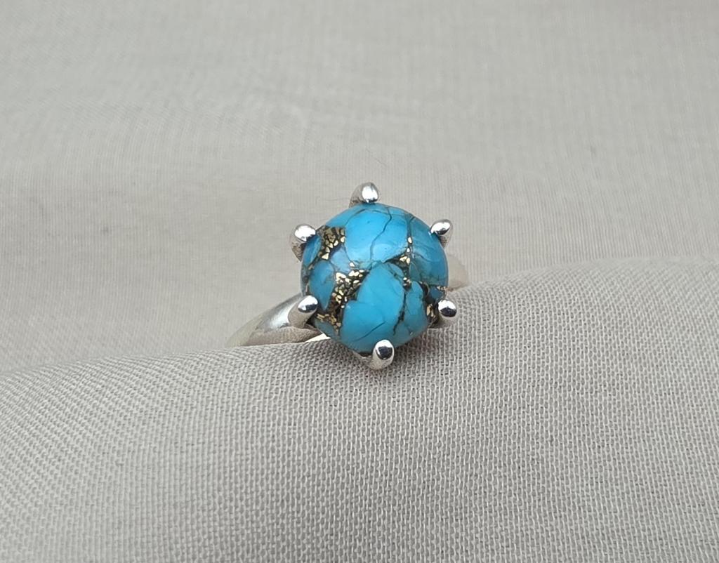 Blue Copper Turquoise Ring: 925 Sterling Silver Ring, Handmade Boho Jewelry
