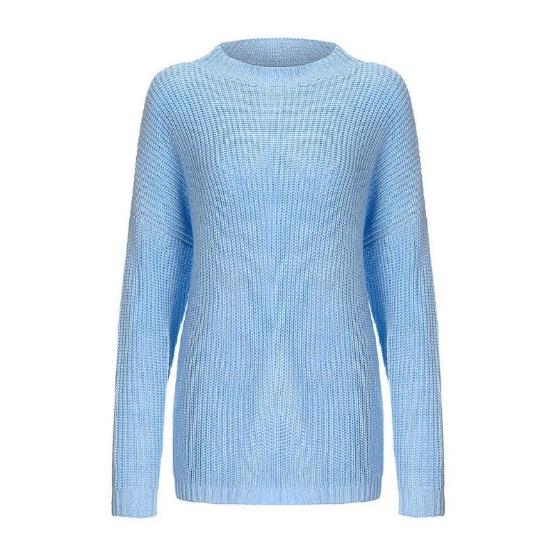 Suéter suelto para mujer, cuello redondo, manga larga, suéteres de color sólido, estilo de moda retro, prendas de punto, hilo grueso, otoño e invierno
