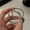 S925 Sterling Silver Korean Niche Large Smooth Buckle Earrings - Fashionable, Stylish Blogger Choice