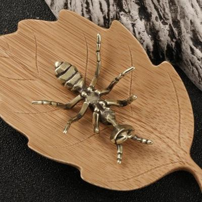 Brass Ant Figurines Miniature Simulation Insect Desk Ornament Table Tea Pets Antique Copper Crafts Home Decors