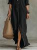 2026 Spring/Summer Casual Solid Color Lapel Slit Dress