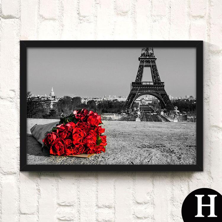 Rosenturm Schwarz-Weiß-Wohnzimmerdekoration, Malerei, moderne Landschaft, Schlafzimmer, Wandgemälde, Schlafzimmer, Sofa, Wandplakate