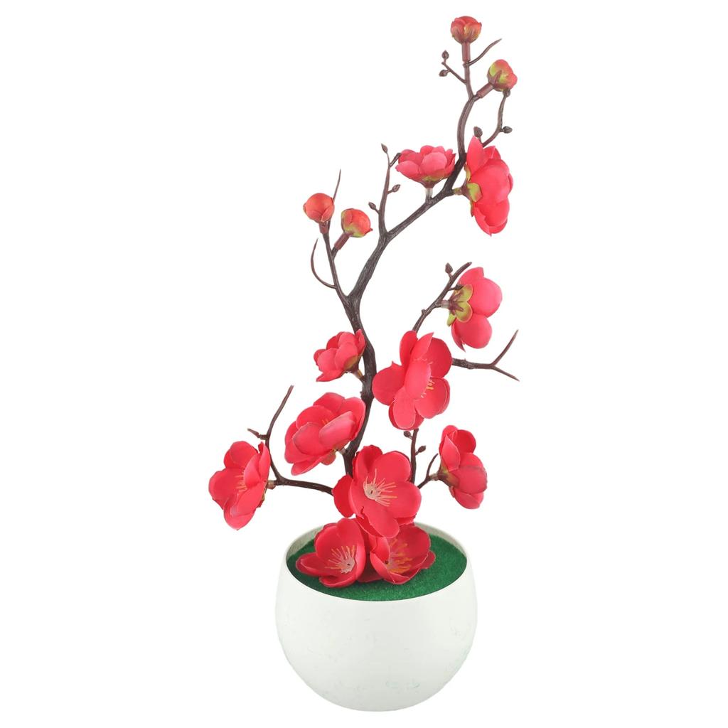 1 Piece Artificial Plum Blossom Potted Plants Simulation Small Bonsai Office Desktop Ornaments Home Decoration