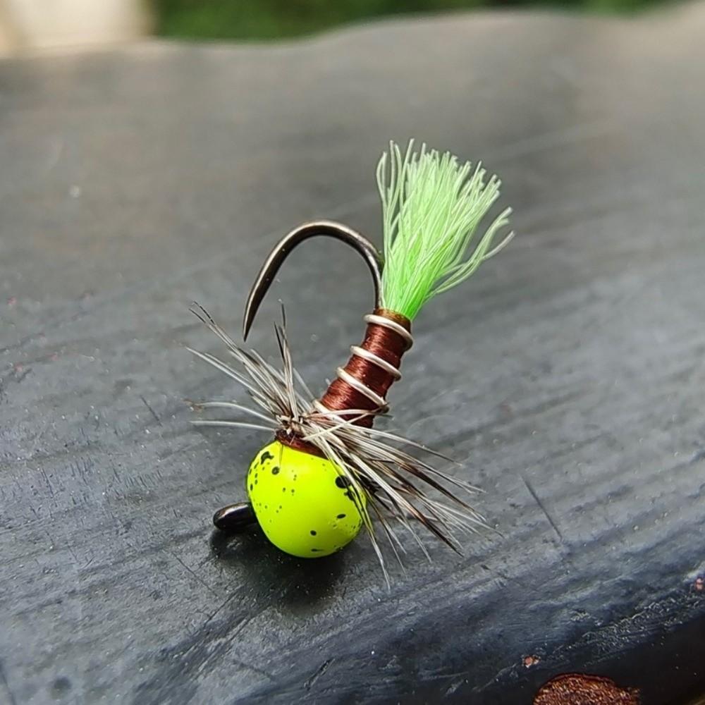 5 Stück Set Schnell sinkende Jigfliege Offset Wolfram Perdigon Fliege Euro Nymphe Forellenangeln