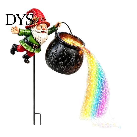 Festive Landscape Lighting for Home Solar Christmas Garden Stake Light, Santa Pouring Flowing LED String Lights, Colorful Magical Illuminated Outdoor