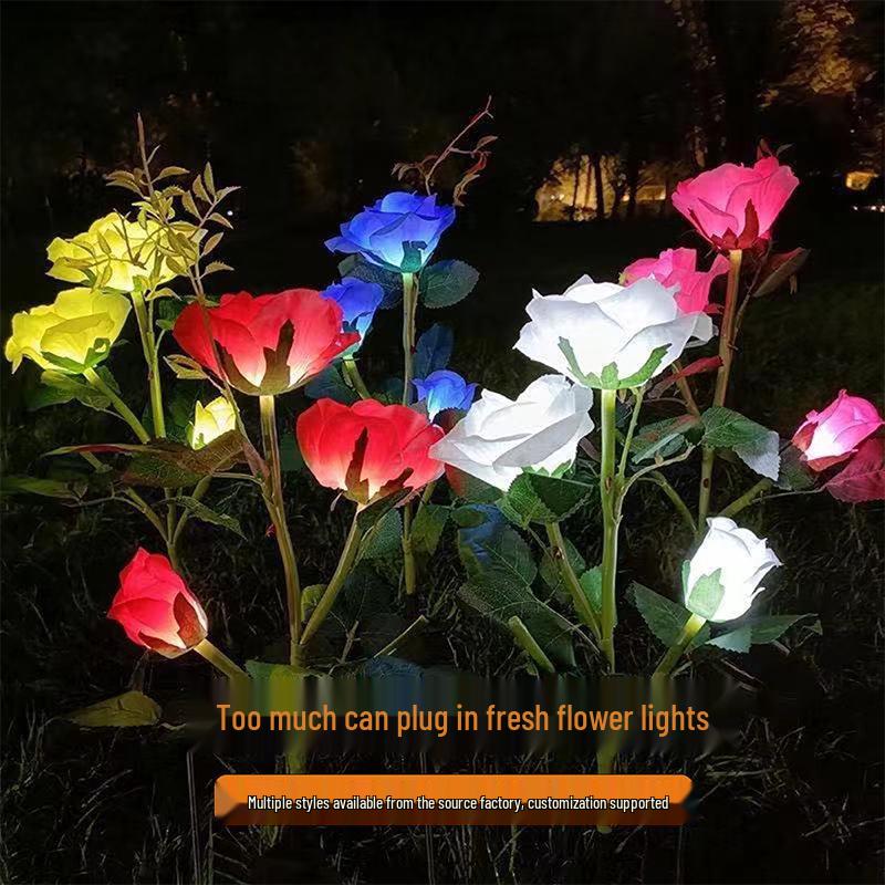 Super Bright LED Solar Rose Flower Lawn Light - Waterproof Outdoor Garden Decoration