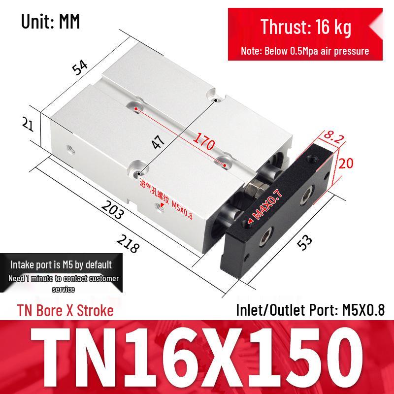 TDA Double-Axis Double-Rod Large Thrust Cylinder - Sizes: 10/16/20/25/32/40/50mm X 20/50/75mm