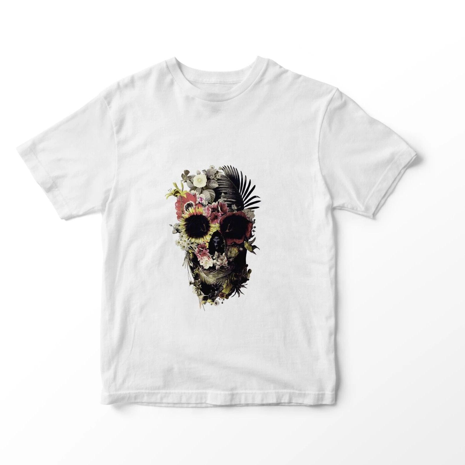 

Flower Roses Covered Skull Face Skeleton Floral Men s T-ShirtNew 100% Cotton Short Sleeve O-Neck T-shirt Casual Mens Top - Me... S разноцветный