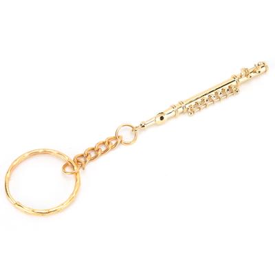 Breloc Flaut Alamă Inel de Chei Cadou Decorațiune Instrument Muzical Ornament Auriu