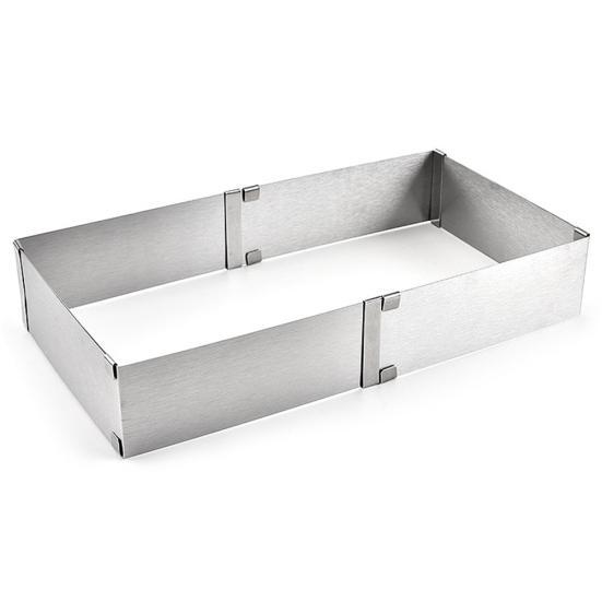 Anillo de Mousse Cuadrado 3D Grande de Acero Inoxidable Molde Ajustable para Hornear Pasteles Galletas