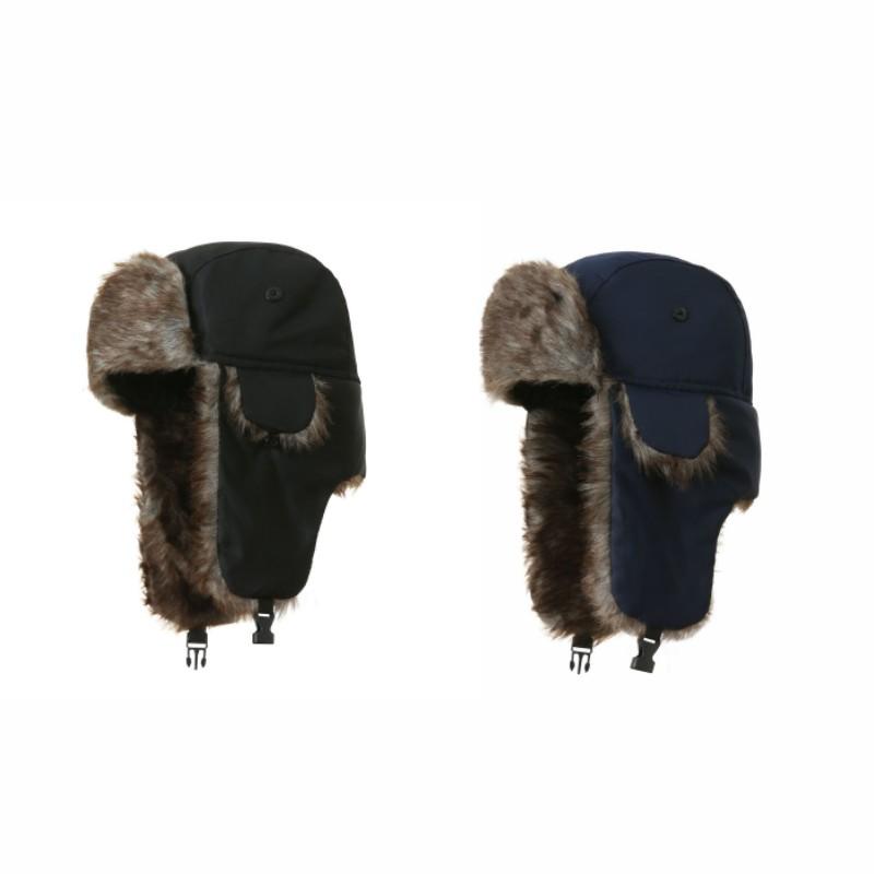 2pcs Men's Winter Trapper Aviator Trooper Earflap Warm Russian Waterproof Ski Hat Bomber Cap Russian Warm Ear Protectors Hats