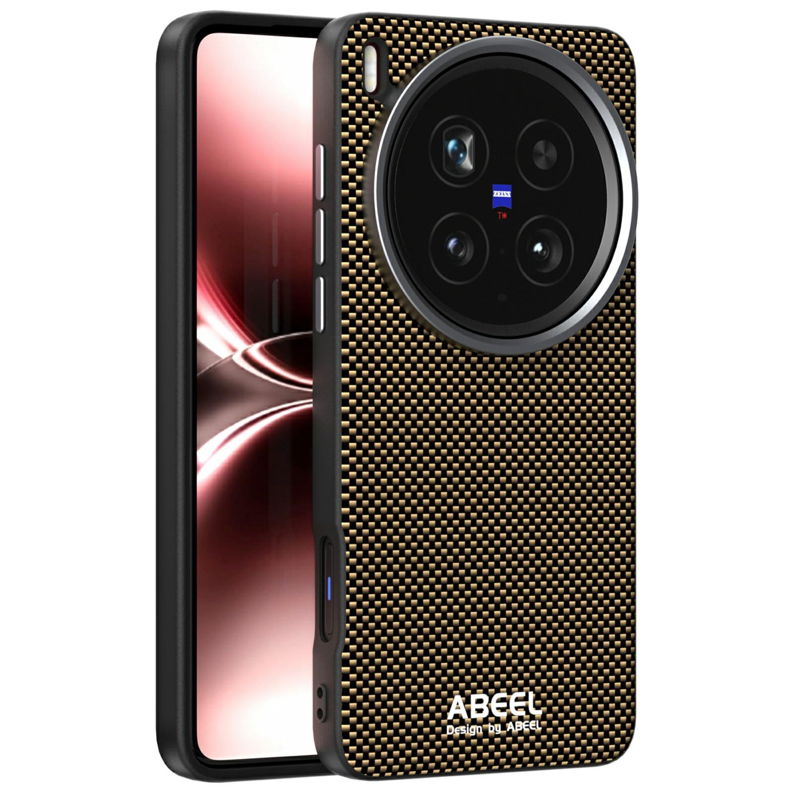 

ABEEL Чохол для vivo X200 Ultra 5G Сумісний з MagSafe Друкований ПК ТПУ Алюмінієвий сплав Шкіряний чохол для телефону Gold