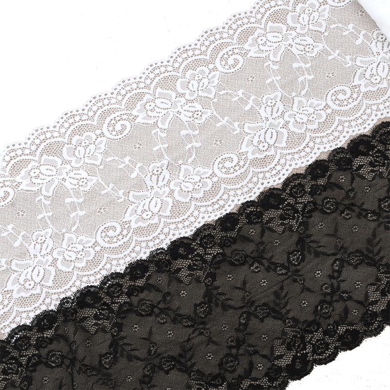 Koronka Koronka Ubrania Dekoracyjne Spódnica Tkanina Akcesoria Tkaninowe Czarno-Białe Ręcznie Robione DIY Szeroka Koronka z Koronkową Krawędzią