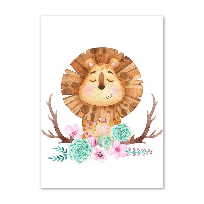 Cartoon Flower Animal DIY Diamond Painting Cross Stitch 5D Full Drill Mosaic Lion Fox Elephant Embroidery Kids Wall Room Decor