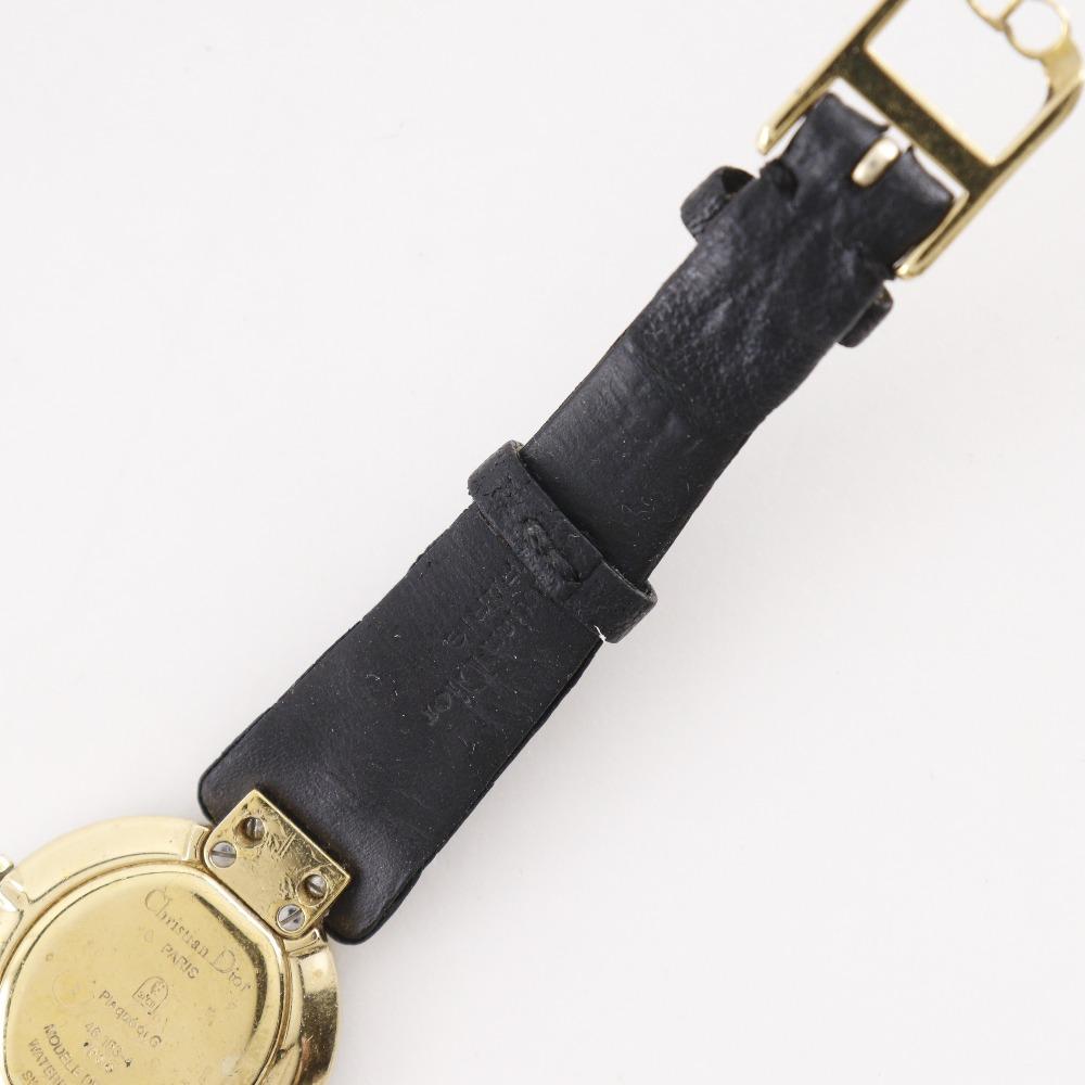 Dior Bakira Watches 46.153-4 blackDial Plated Gold/leather Quartz Analog display Women Used
