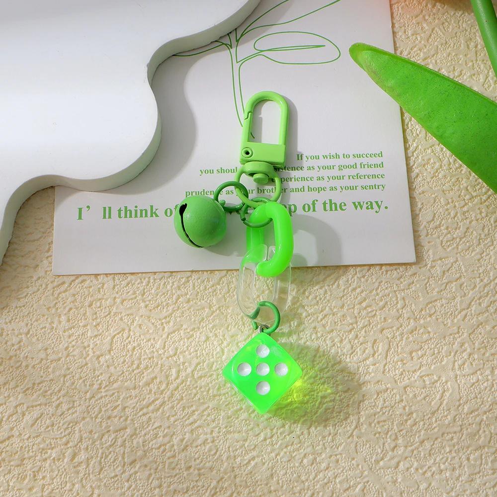 Красочные акриловые кости брелок милый мини колокольчик подвески брелок женский кошелек — фото 18